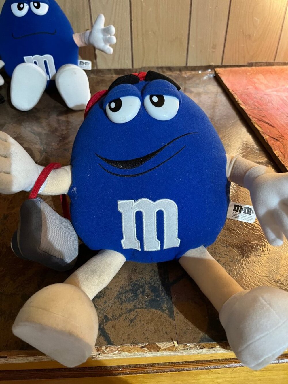 M&M's Blue Plush Character Soft Stuffed Toy, Poseable, with stuffed camera and r